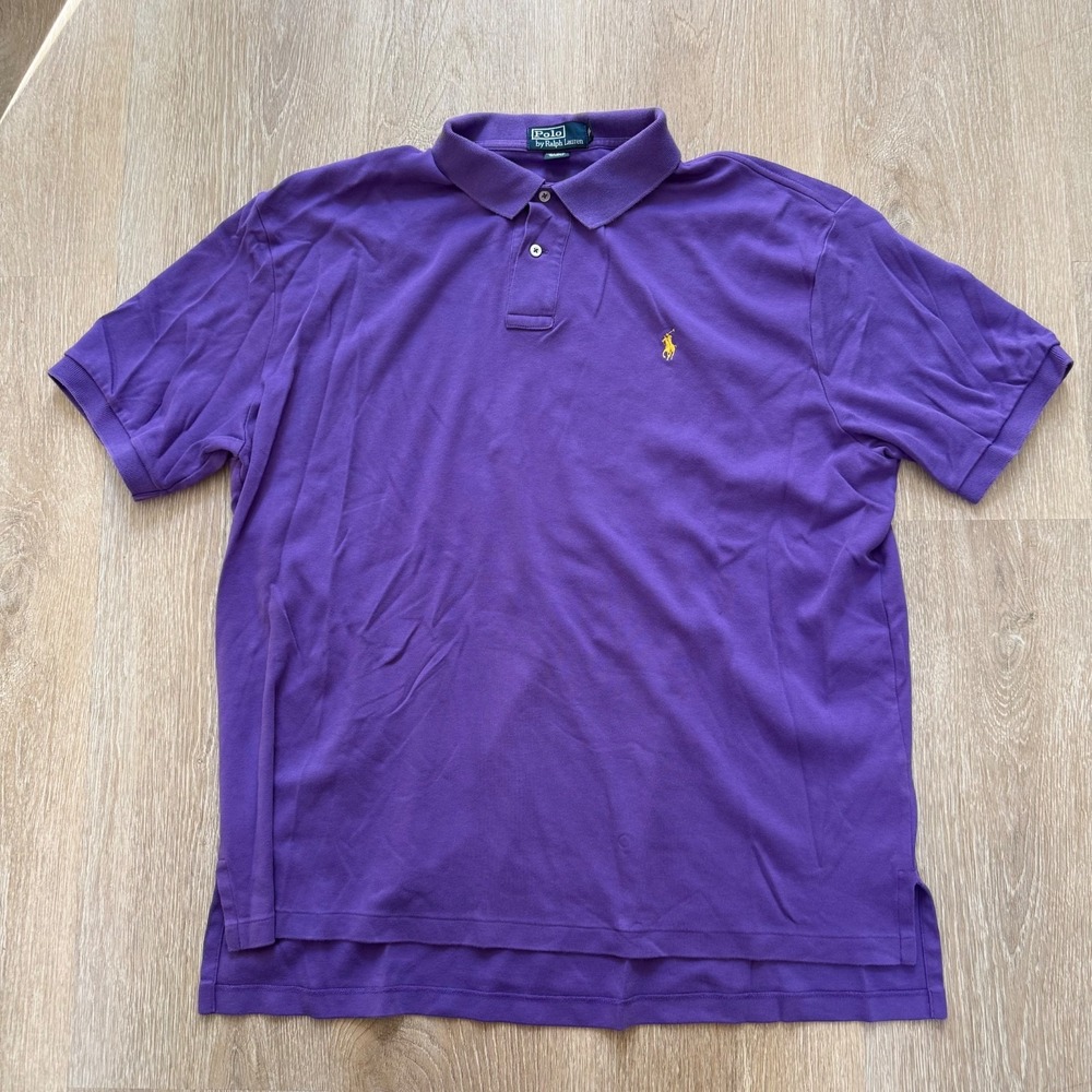 Ralph Lauren Shirt Mens XXL PurpleHeather 100% Cotton Short Sleeve Polo‎ Logo